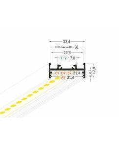 4 Meter LED Alu Profil Aufbau breit 01 weiß...
