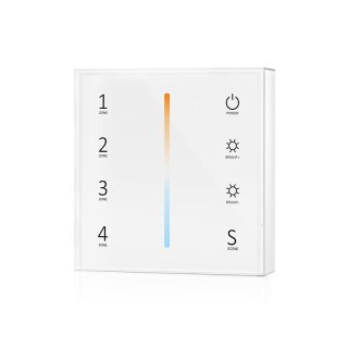 2.4 GHz 4 Zonen Funkdimmer für Dualweiße LED Bänder zur Wandmontage Serie Sky