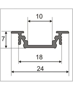 2 Meter LED Aluprofil Einbau Flach weiß lackiert ohne Abdeckung Serie M