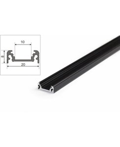 2 Meter LED Aluprofil Aufputz Flach schwarz eloxiert ohne...