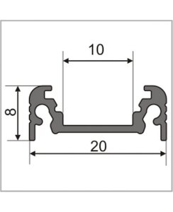 2 Meter LED Aluprofil Aufputz Flach schwarz eloxiert ohne Abdeckung Serie M