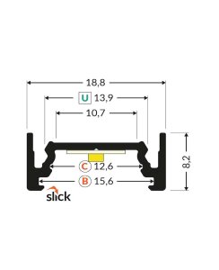 2 Meter LED Aluprofil Aufputz Flach weiß lackiert 10mm Serie MM