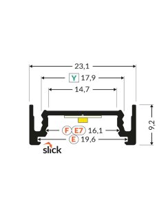 2 Meter LED Aluprofil Aufputz Flach Silber eloxiert 14mm...
