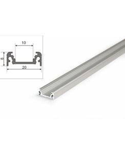 3 Meter LED Aluprofil Aufputz Flach natureloxiert ohne Abdeckung Serie M