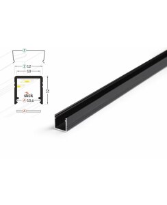 3 Meter LED Alu Profil Aufputz 10mm Serie ECO schwarz eloxiert