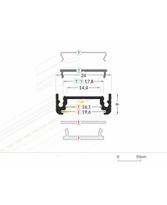 3 Meter LED Profil Aufputz Flach weiss lackiert ohne...