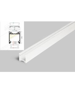 3 Meter LED Profil Aufputz Tief weiss lackiert ohne...