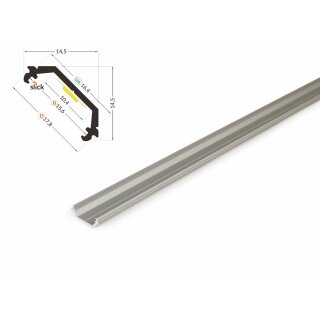 3 Meter LED Aluprofil Corner X 45 Grad silber ohne Abdeckung Serie ECO