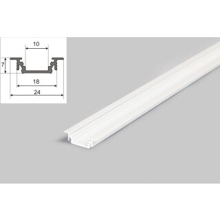 3 Meter LED Aluprofil Einbau Flach weiß lackiert ohne Abdeckung Serie M