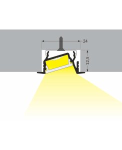 3 Meter LED Profil Einbau 15 Grad weiss lackiert ohne Abdeckung 14mm Serie L