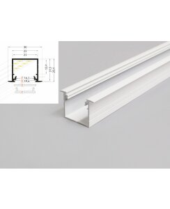 3 Meter LED Profil Einbau Tief weiß lackiert ohne Abdeckung 21mm Serie L