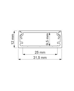 2 Meter LED Aufbauprofil weiß lackiert 25mm ohne Abdeckung