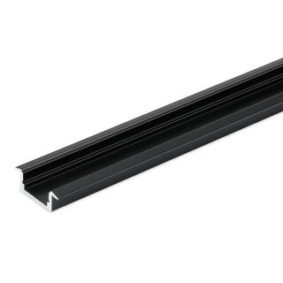 3 Meter Alu Profil Einbau Flach 12mm Serie Eco Plus schwarz
