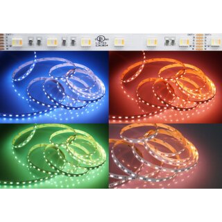 5 Meter LED Streifen 24V 5050 RGBWW+W CCT 2770 - 11400K (5 in1 Chip) 24W IP63