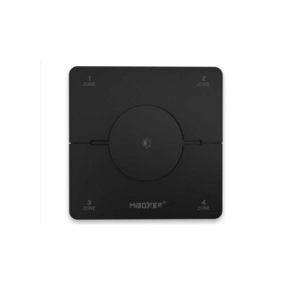 2.4 GHz 4 Zonen Funkdimmer schwarz zur Wandmontage (ohne Empfangseinheit) für einfarbige und Dualweiße LED-Bänder Serie Light