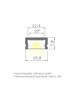 2 Meter LED Aluleiste Aufputz flach Silber 12mm Serie AVA