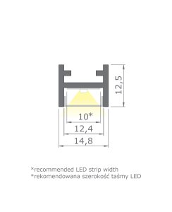 3 Meter LED Aluleiste Aufputz MAG 12mm schwarz Serie AVA