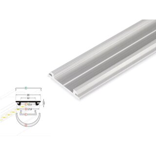 2 Meter LED Biegeprofil Flex silber, natureloxiert ohne Abdeckung Serie M