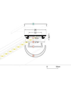 2 Meter LED Biegeprofil Flex schwarz eloxiert ohne Abdeckung Serie M