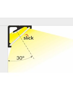 2 Meter LED Aluleiste Corner 30 - 60 Grad Serie ECO Silber