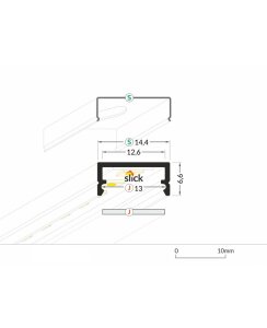 2 Meter LED Aluleiste Aufputz Flach Rohaluminium 12mm Serie ECO