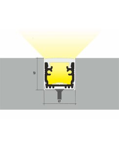 2 Meter LED Fußbodenprofil 12mm natureloxiert ohne Abdeckung, Serie M