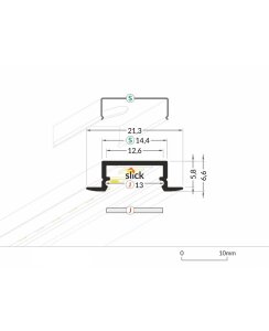 2 Meter LED Aluleiste Einbau Flach Rohaluminium 12mm Serie ECO