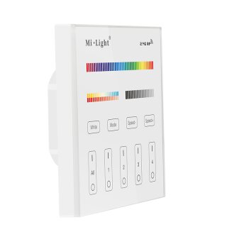 2.4 GHz 4 Zonen Funkcontroller RGB, RGBW und RGB + CCT zum Wandeinbau (ohne Empfangseinheit) mit Touchdisplay