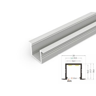 2 Meter LED Alu Profil Einbau 16mm Serie ECO eloxiert silber