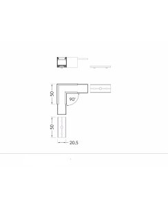 LED Aluprofil "Aufputz Tief" 90° Winkel Eckverbindung silber Serie L