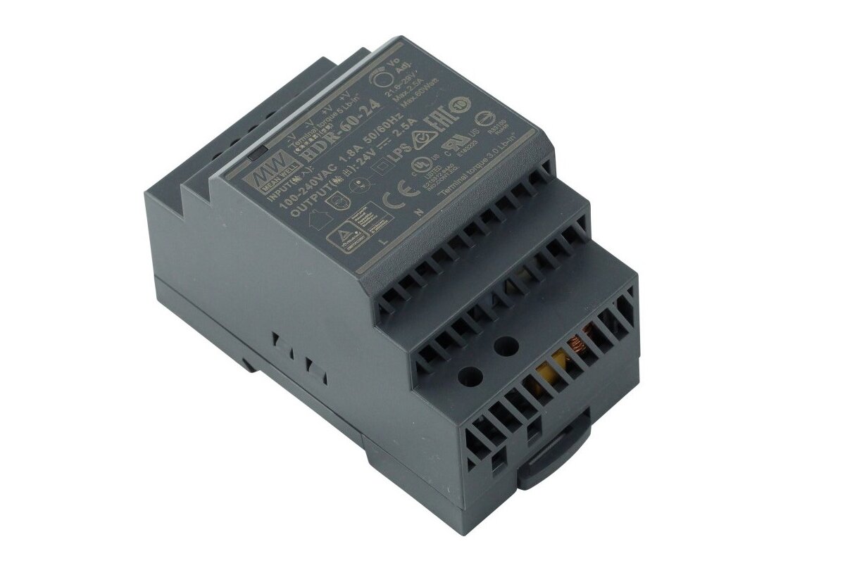 MDIN60W24 DIN-Schienen-Netzteil - 24V / 2,5A / 60W - Robotikgeschäft