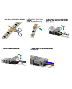 Hippo Verbinder Band auf Kabel für 8mm LED Streifen 2 Pol