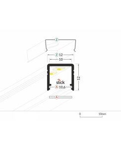 4 Meter LED Alu Profil Aufputz 10mm Serie ECO weiß lackiert