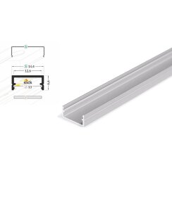 4 Meter LED Aluleiste Aufputz Flach Silber 12mm Serie ECO