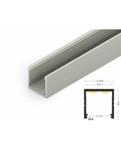 4 Meter LED Alu Profil Aufputz 16mm Serie ECO eloxiert...