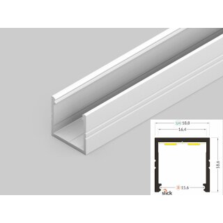 4 Meter LED Alu Profil Aufputz 16mm Serie ECO weiß lackiert