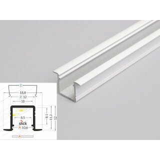 4 Meter LED Alu Profil Einbau 10mm Serie ECO weiss lackiert