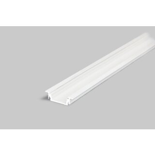 4 Meter LED Profil Einbau Flach weiss lackiert ohne Abdeckung 14mm Serie L