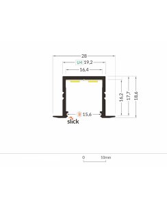 4 Meter LED Alu Profil Einbau 16mm Serie ECO eloxiert silber