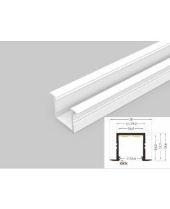 4 Meter LED Alu Profil Einbau 16mm Serie ECO weiß lackiert